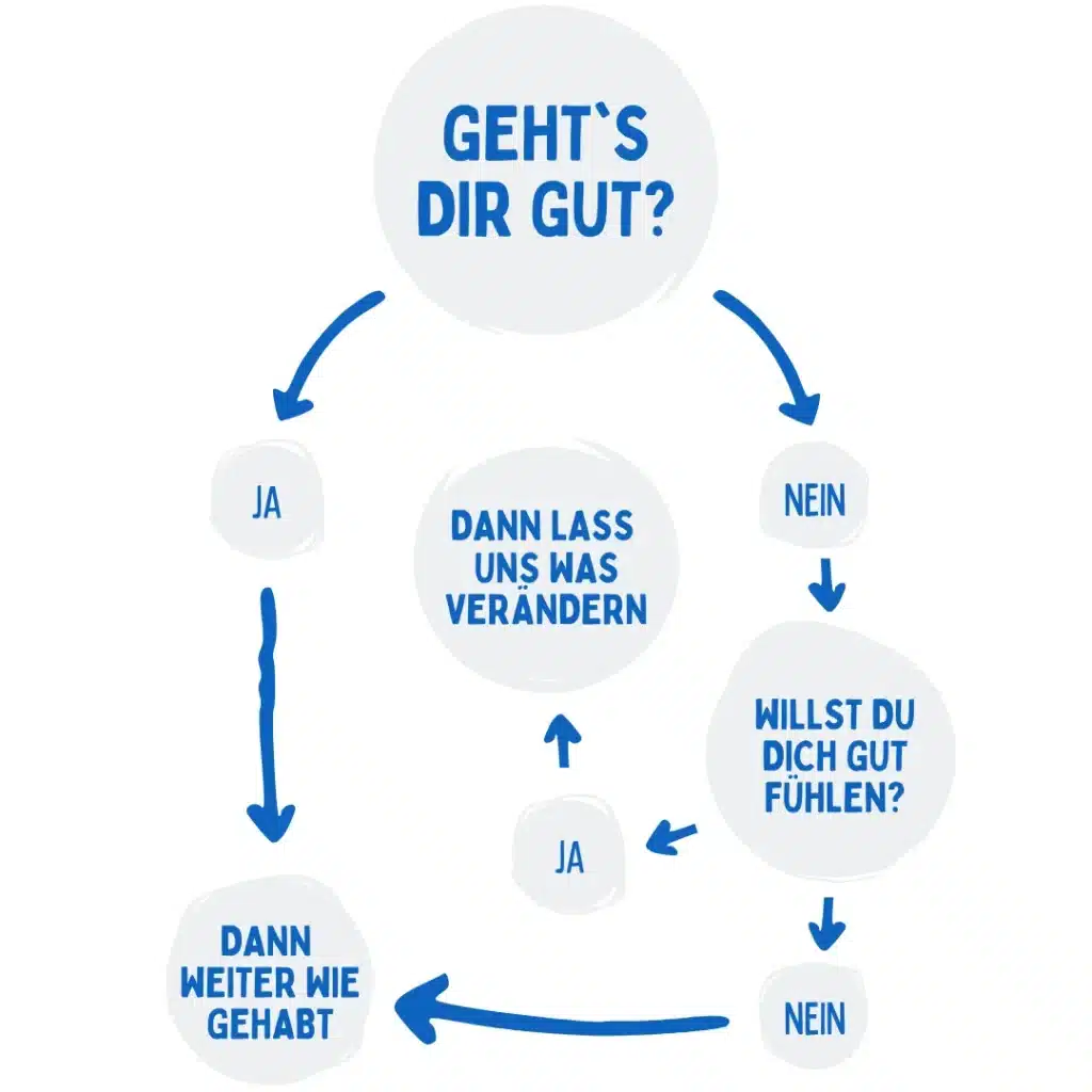 Flussdiagramm MOJO Therapiesystem – Entscheidungsfindung Gesundheit