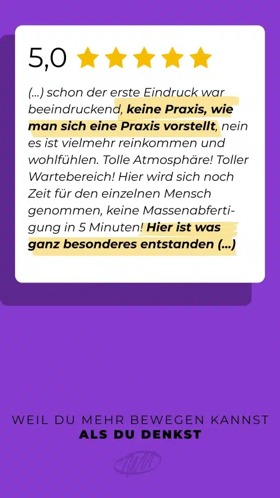 Kundenrezension MOJO Physiotherapie Hennef – Bewertung 5 Sterne, Erfahrungsbericht Patient