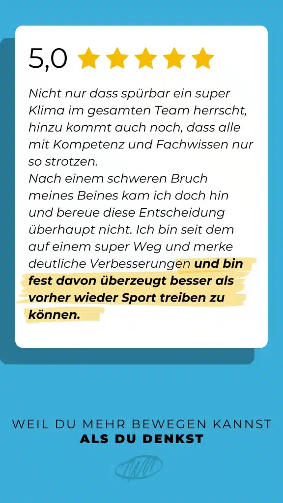 Kundenrezension MOJO Physiotherapie Hennef – Bewertung 5 Sterne, Erfahrungsbericht Patient