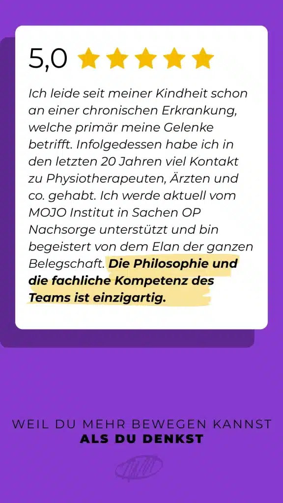 Kundenrezension MOJO Physiotherapie Hennef – Bewertung 5 Sterne, Erfahrungsbericht Patient